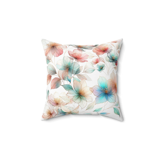 Floral Spun Polyester Square Pillow