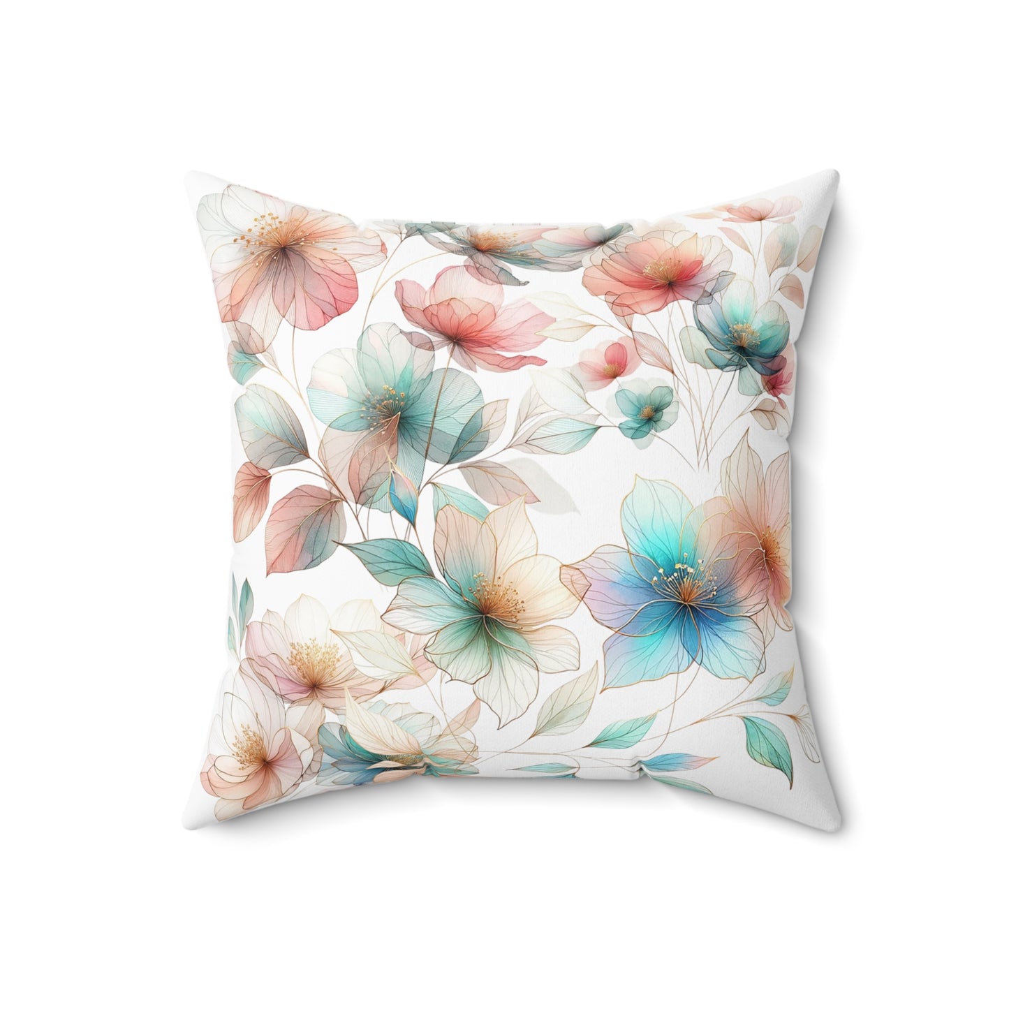 Floral Spun Polyester Square Pillow