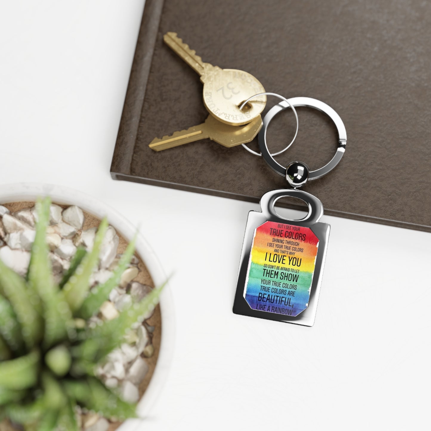 True Colors Rectangle Photo Keyring