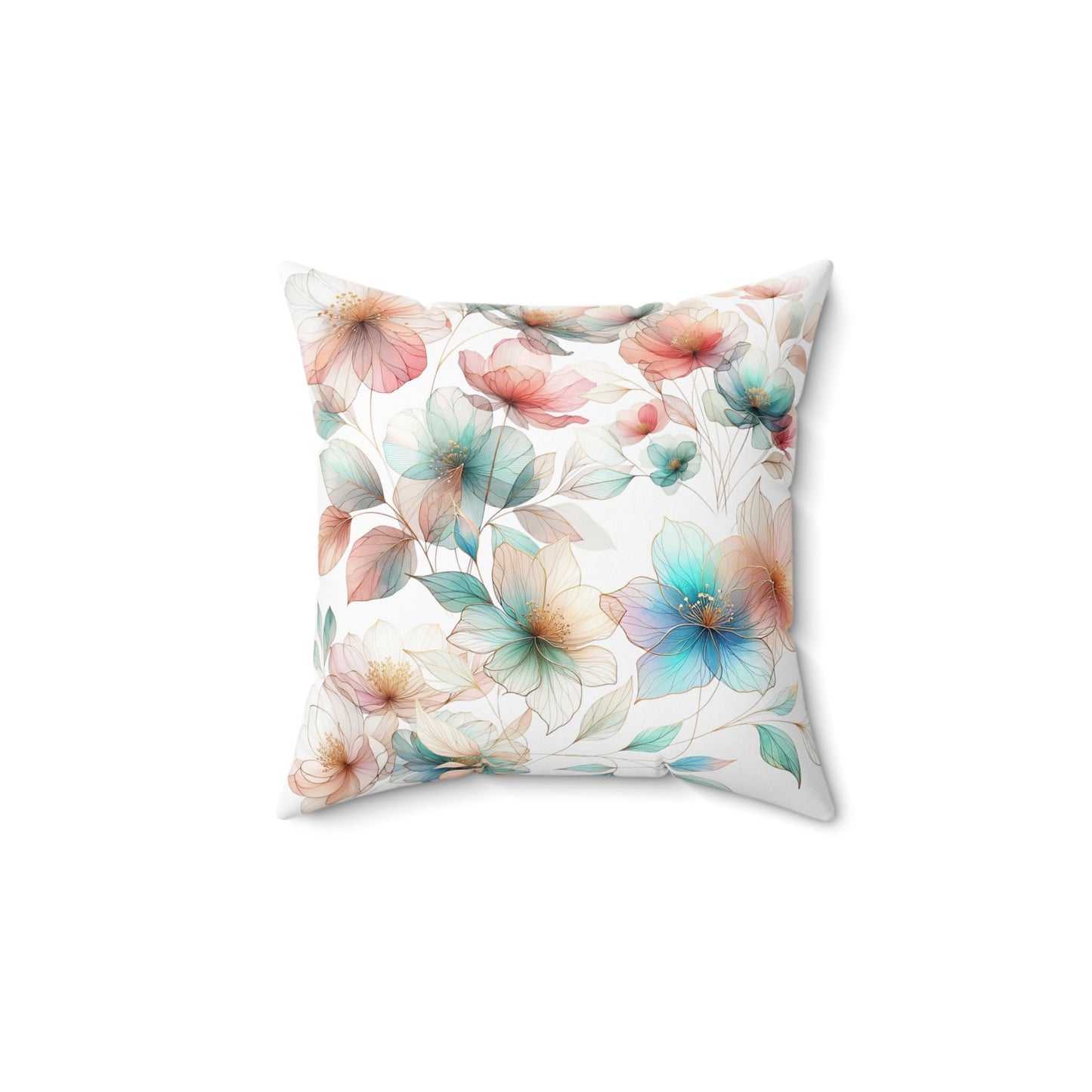 Floral Spun Polyester Square Pillow