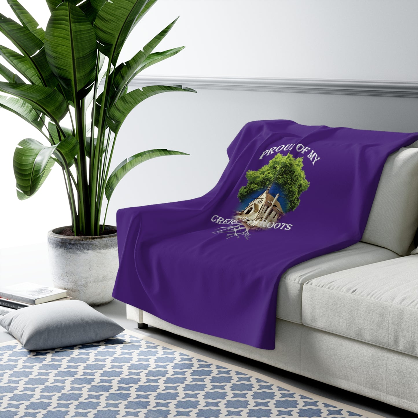 Roots purple Sherpa Fleece Blanket