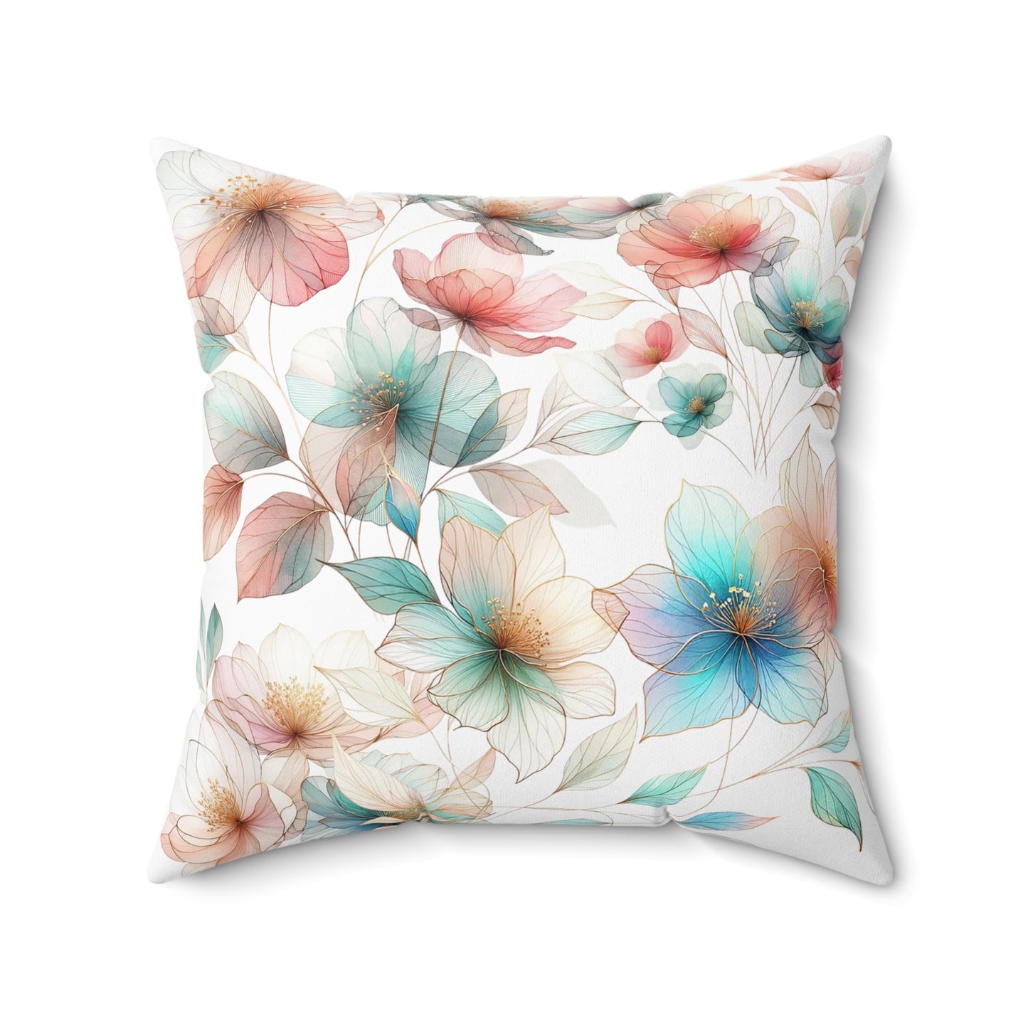 Floral Spun Polyester Square Pillow