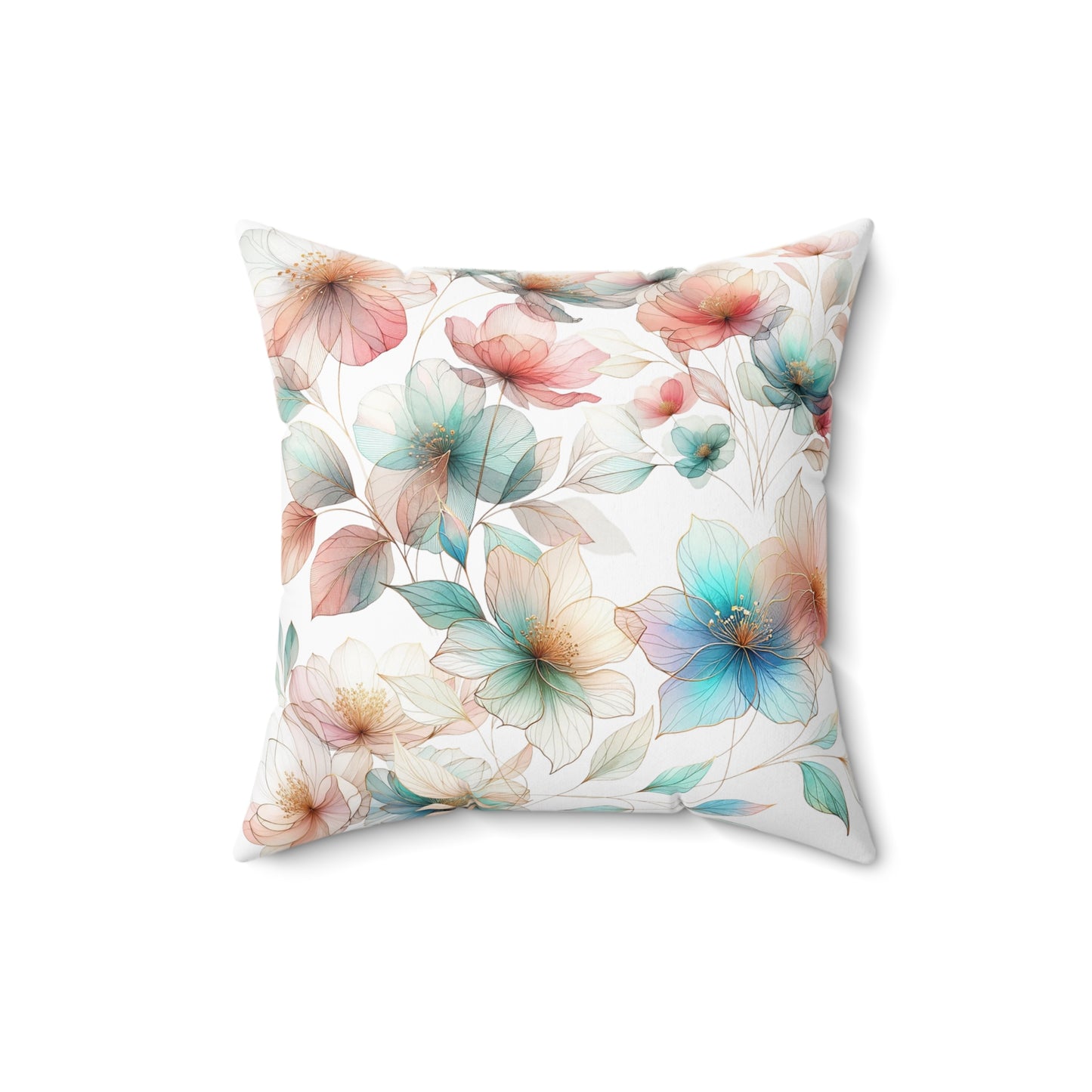 Floral Spun Polyester Square Pillow