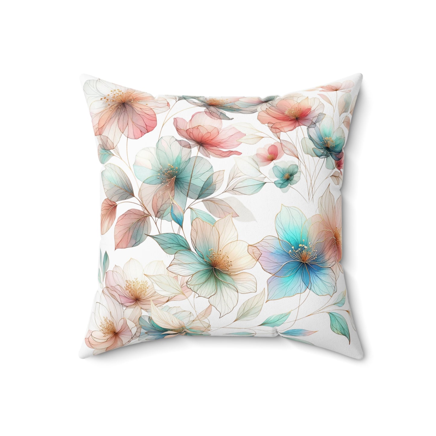 Floral Spun Polyester Square Pillow