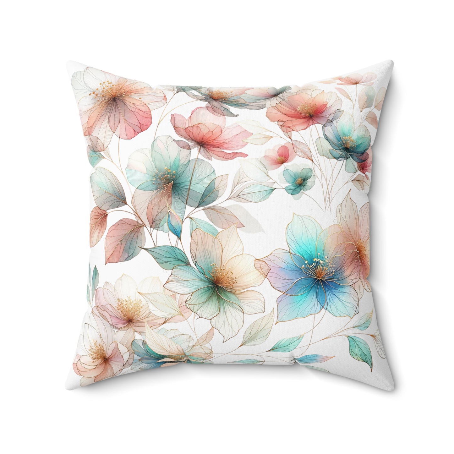 Floral Spun Polyester Square Pillow