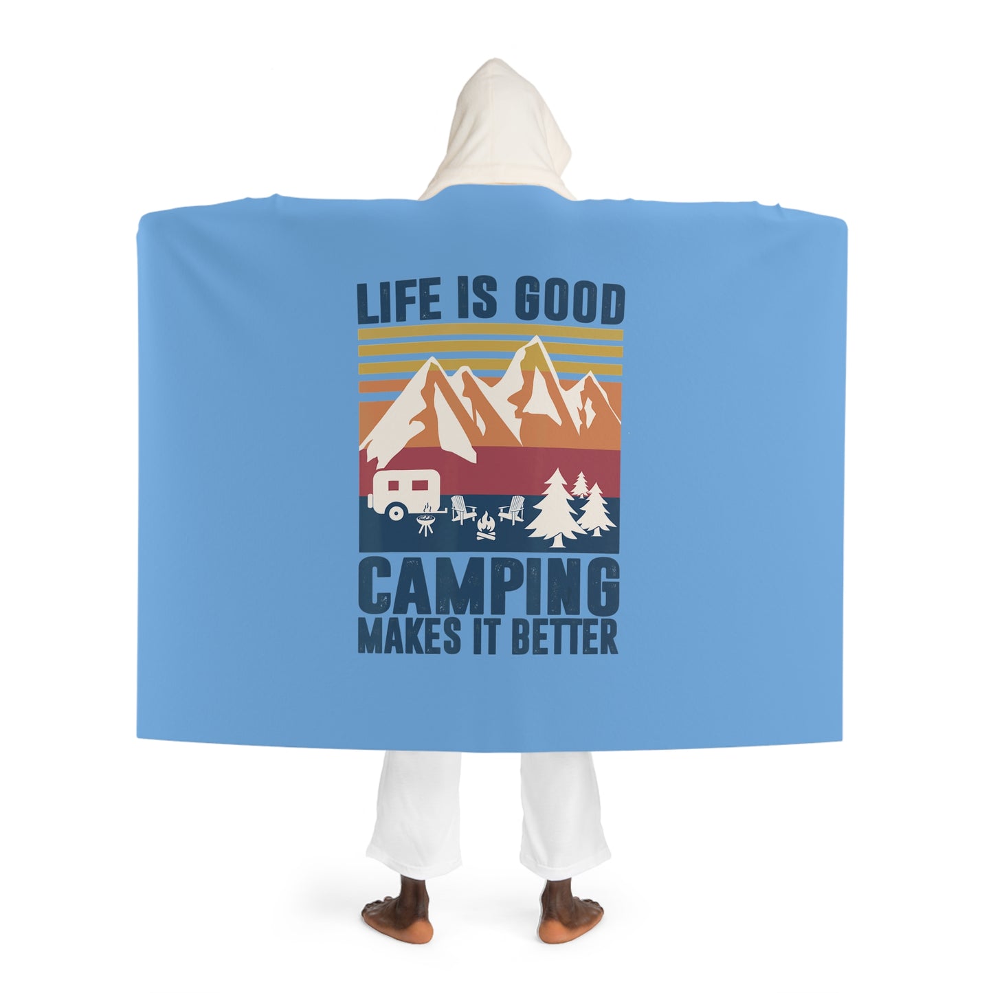 Hooded Camp Sherpa Fleece Blanket