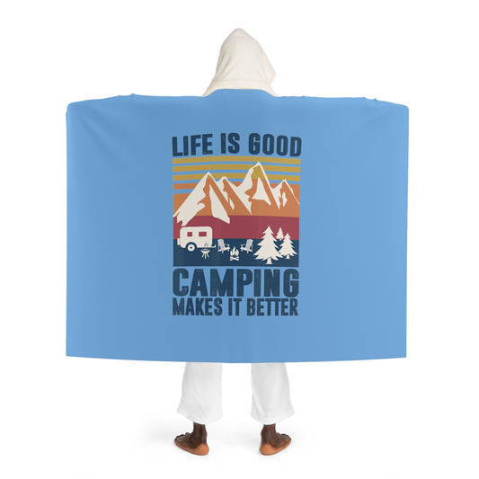 Hooded Camp Sherpa Fleece Blanket