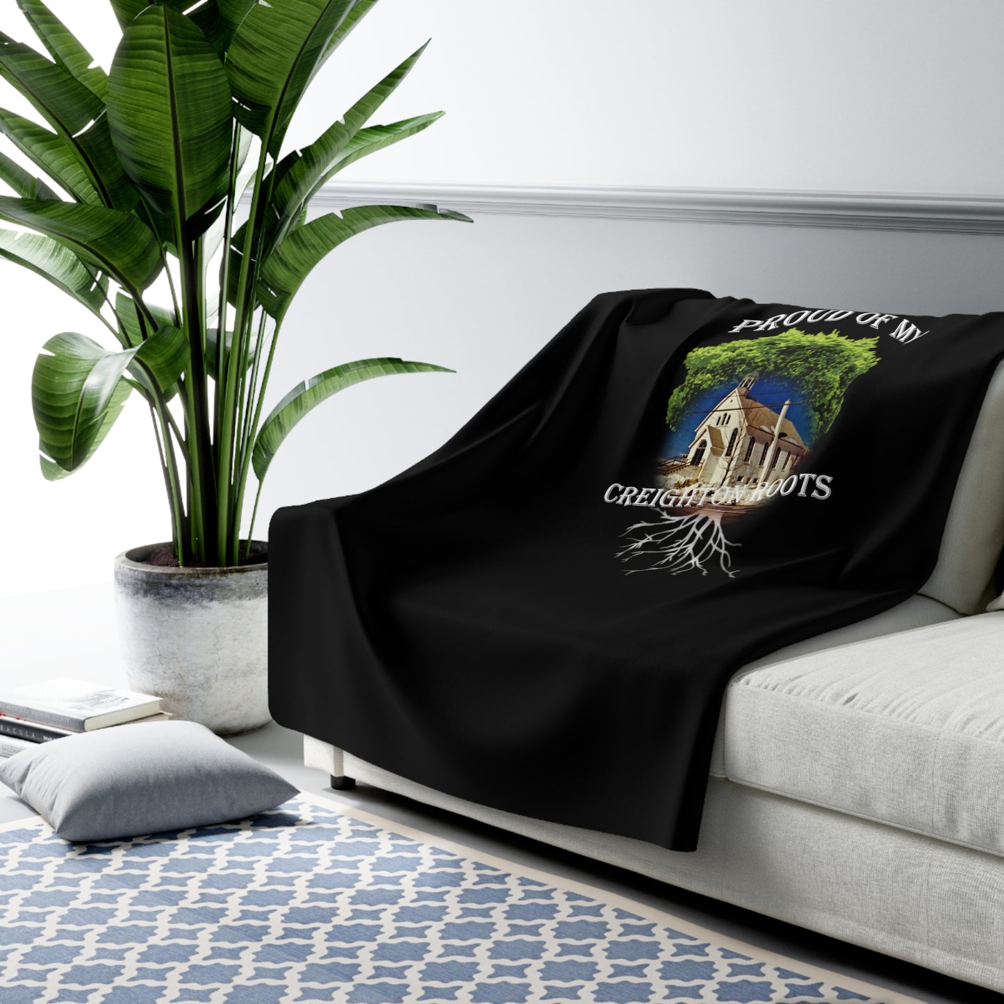 Roots Black Sherpa Fleece Blanket